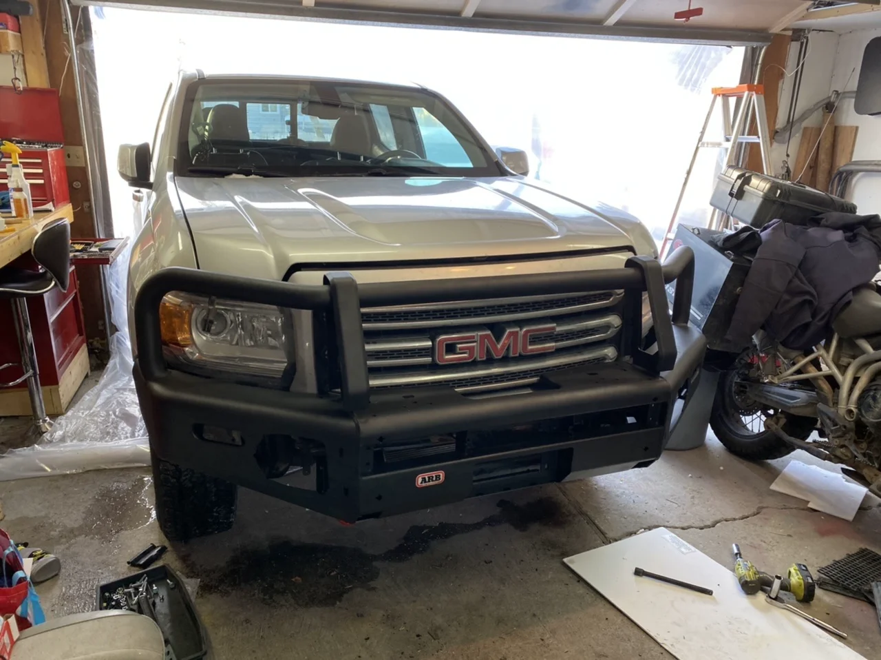 ARB Summit bar test-fitted to GMC Canyon